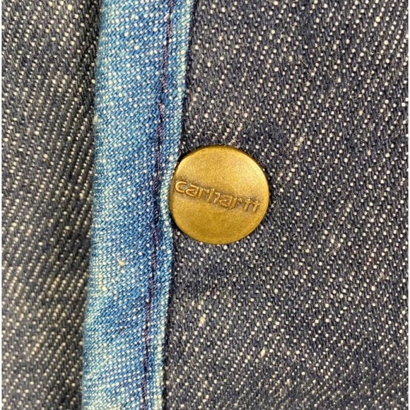 Vintage Carhartt Denim Sherpa Vest Mens Large Workwear Trucker Lined - Picture 3 of 15